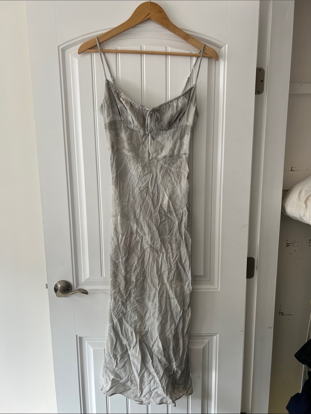 Wilfred Light Gray Slip Dress with Spaghetti Straps